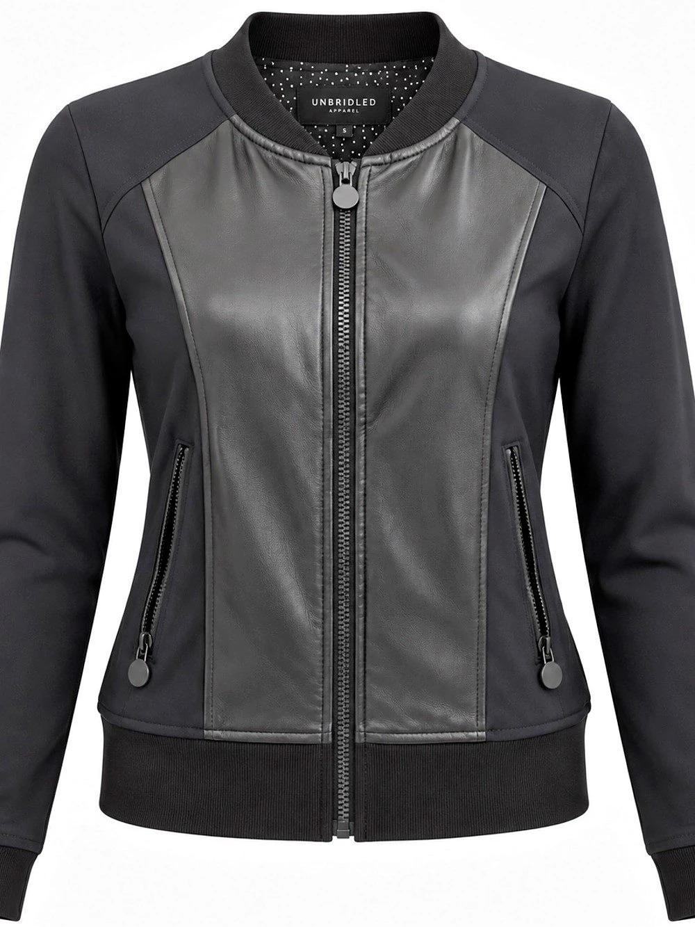 Unbridled Amelia Faux Leather Onyx Bomber Women's Black Small Like New